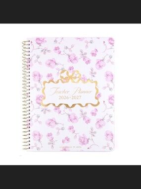 LoveShackFancy Pink Floral Gold-Accented Teacher Planner 2026-2027